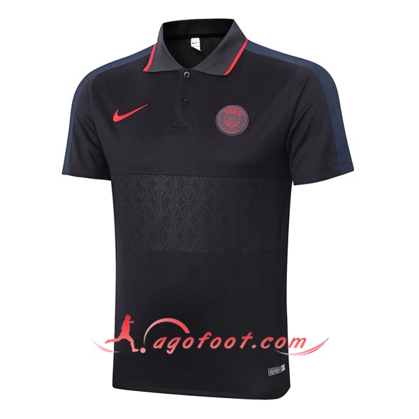 Polo Foot Paris PSG Noir Gris 20/21