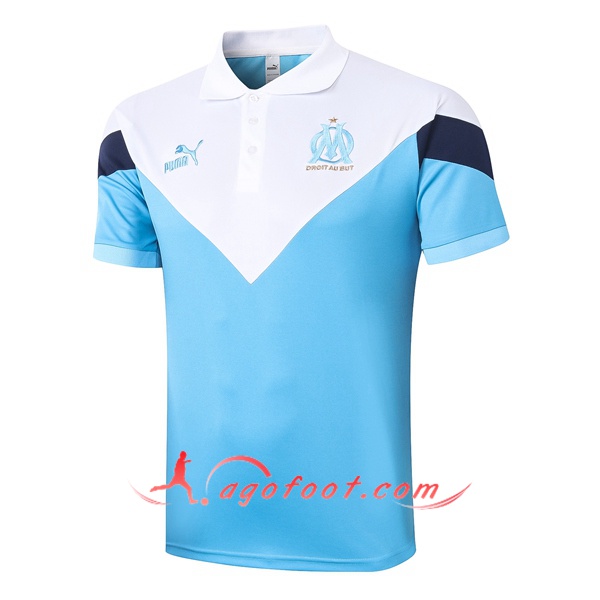 Polo Foot Marseille OM Blanc Bleu 20/21