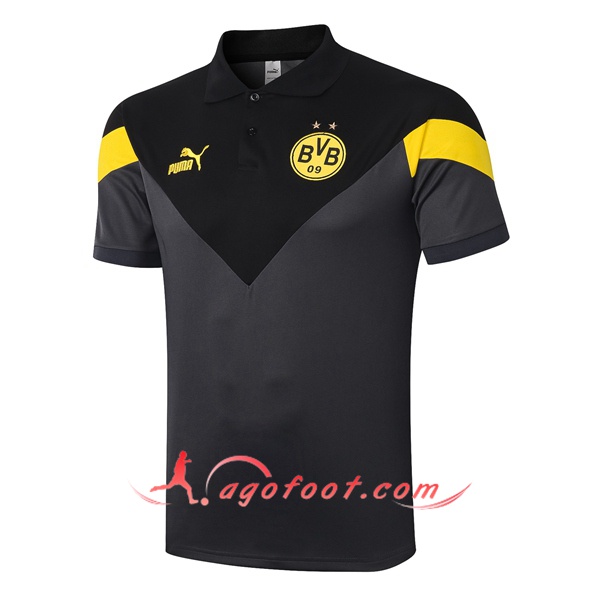 Polo Foot Dortmund BVB Noir Gris 20/21