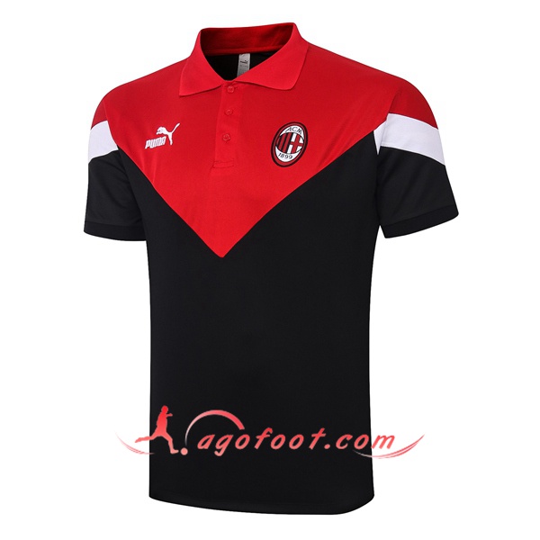 Polo Foot Milan AC Noir Rouge 20/21
