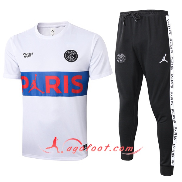Training T-Shirts Paris PSG Blanc Bleu 20/21