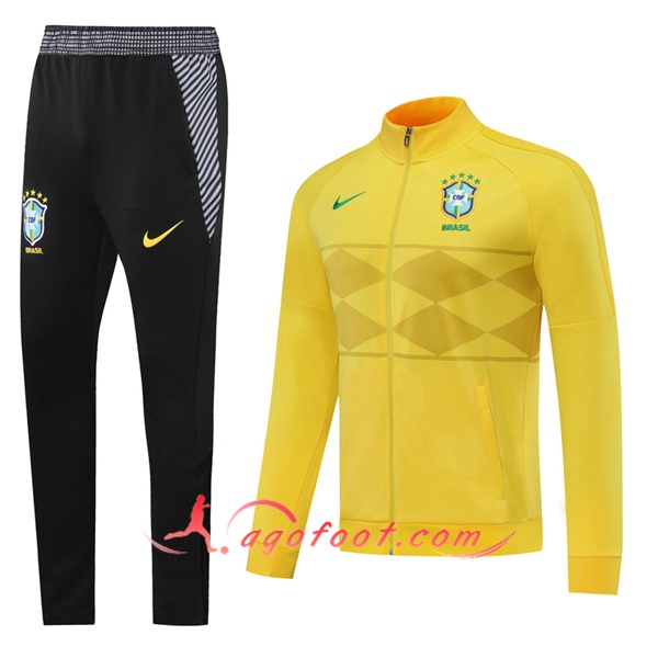 Ensemble Survetement Foot - Veste Bresil Jaune 20/21