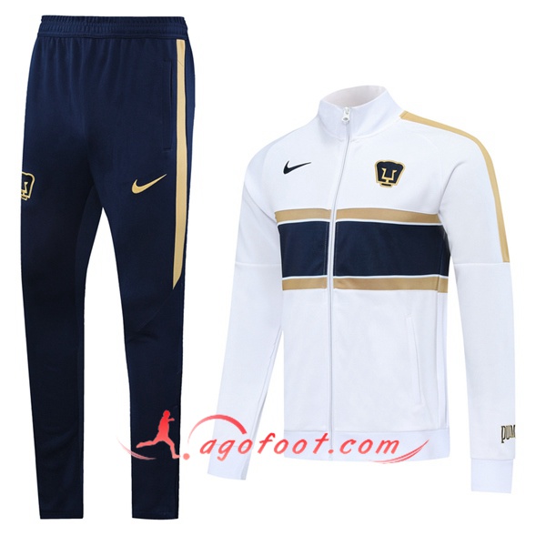 Ensemble Survetement Foot - Veste Pumas UNAM Blanc 20/21