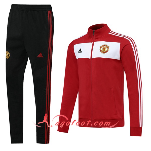 Ensemble Survetement Foot - Veste Manchester United Rouge 20/21