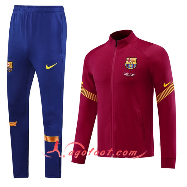 Nouveaux Ensemble Survetement Foot - Veste FC Barcelone Rouge 20 21