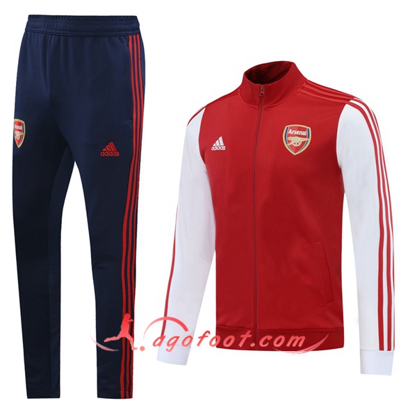 Ensemble Survetement Foot - Veste Arsenal Rouge Blanc 20/21
