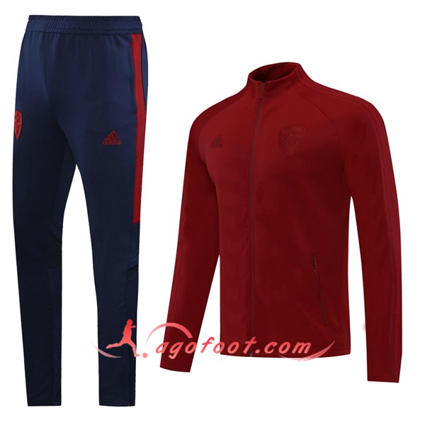 Ensemble Survetement Foot - Veste Arsenal Rouge Fonce 20/21