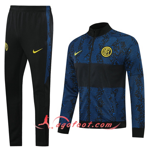 Ensemble Survetement Foot - Veste Inter Milan Bleu Noir 20/21