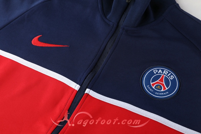 Nouveaux Ensemble Survetement Foot - Veste Pairis PSG Bleu Rouge 20 21
