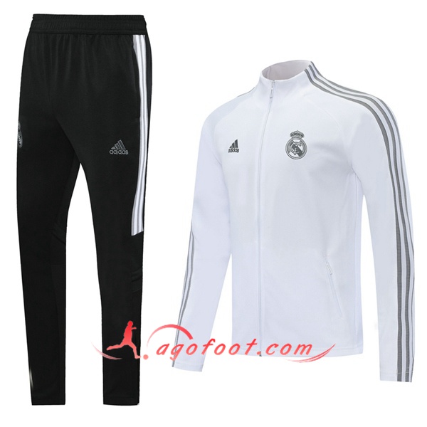 Ensemble Survetement Foot - Veste Real Madrid Blanc 20/21