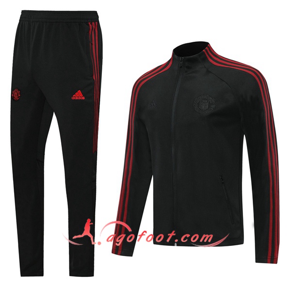 Ensemble Survetement Foot - Veste Manchester United Noir 20/21
