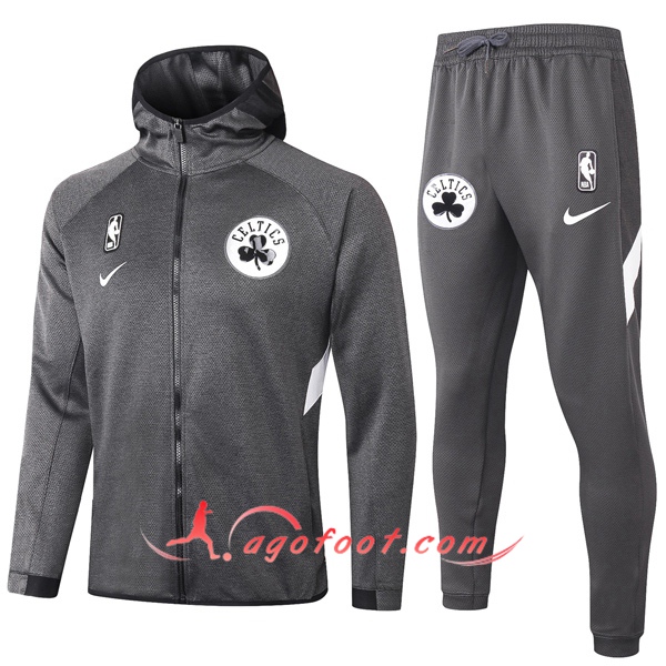 Veste A Capuche Survetement Boston Celtics Gris 20/21