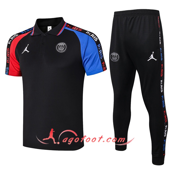 Ensemble Polo Paris PSG Jordan + Pantalon Noir Bleu Rouge 20/21