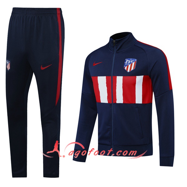 Ensemble Survetement de Foot - Veste Atletico Madrid Bleu Royal Blanc 20/21