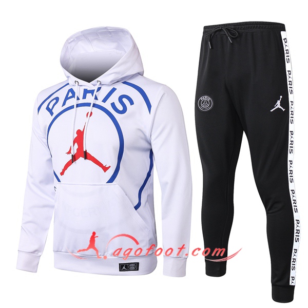 Veste A Capuche Survetement Foot Pairis PSG Jordan Blanc 20/21