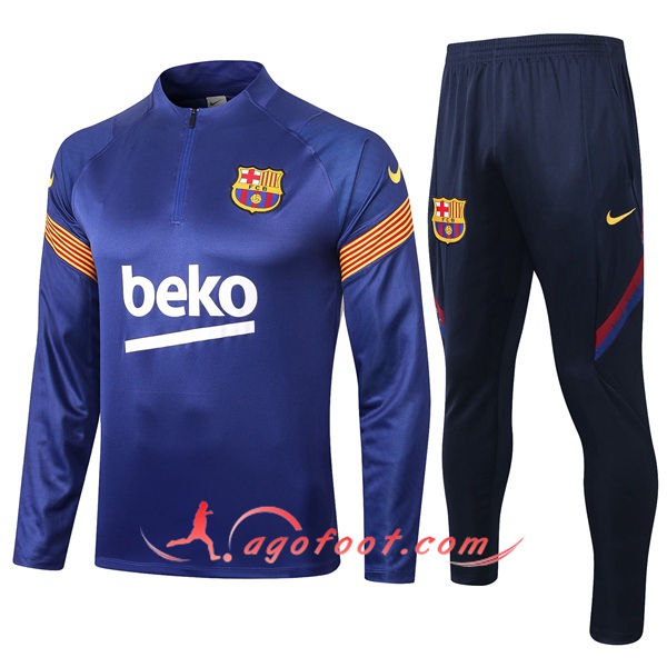 Ensemble Survetement de Foot FC Barcelone Bleu 20/21