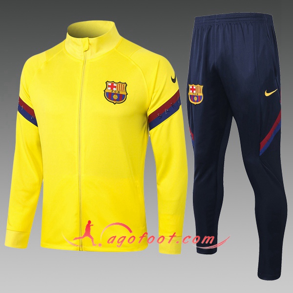 Ensemble Survetement Foot - Veste FC Barcelone Enfant Jaune 20/21