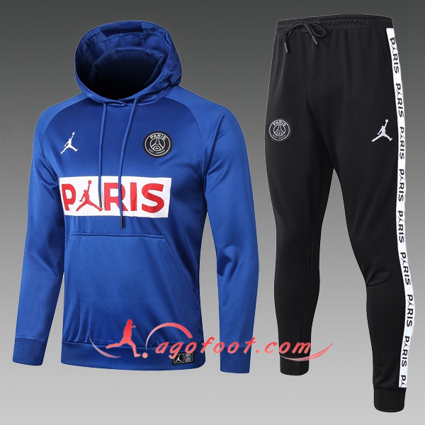 Veste A Capuche Survetement Foot PSG Jordan Enfant Bleu 20/21