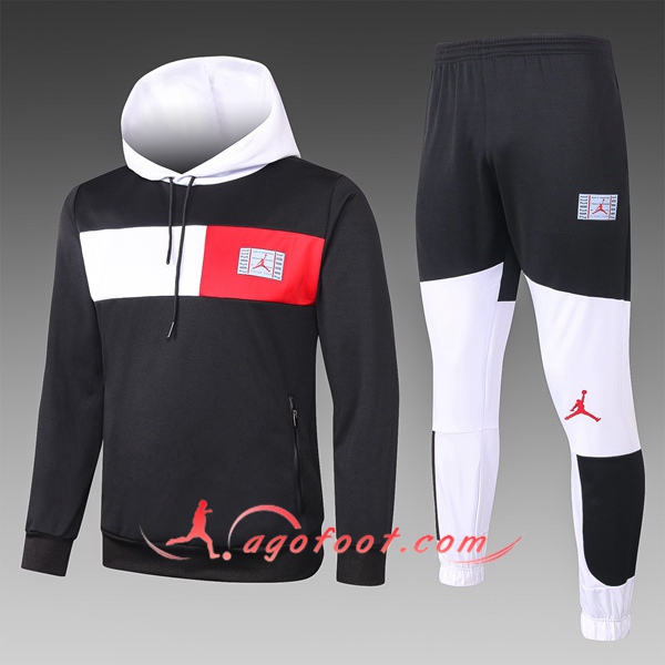 Veste A Capuche Survetement Foot PSG Jordan Enfant Noir 20/21