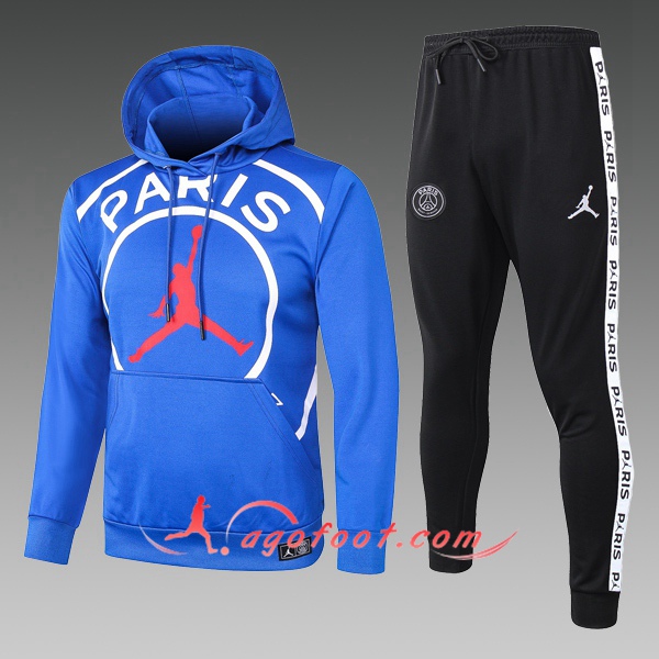 Veste A Capuche Survetement Foot PSG Jordan Enfant Bleu 20/21