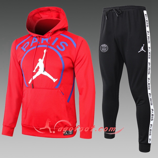 Veste A Capuche Survetement Foot PSG Jordan Enfant Rouge 20/21