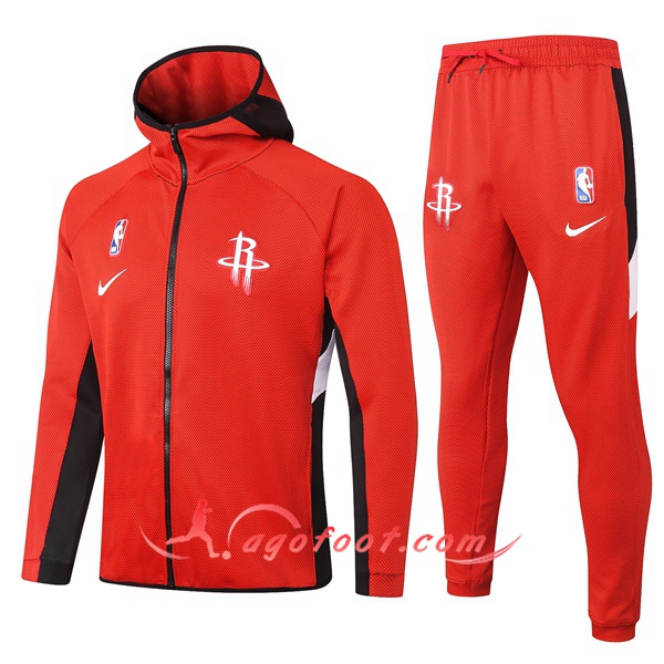 Veste A Capuche Survetement Houston Rockets Rouge 20/21