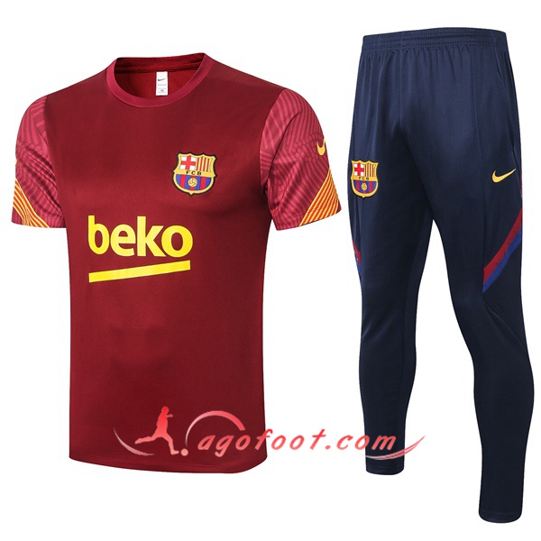 Training T-Shirts FC Barcelone + Pantalon Rouge 20/21