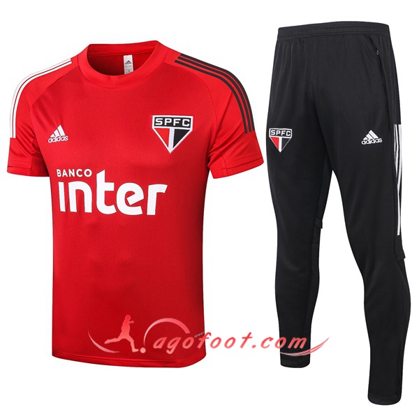 Training T-Shirts Sao Paulo FC + Pantalon Rouge 20/21