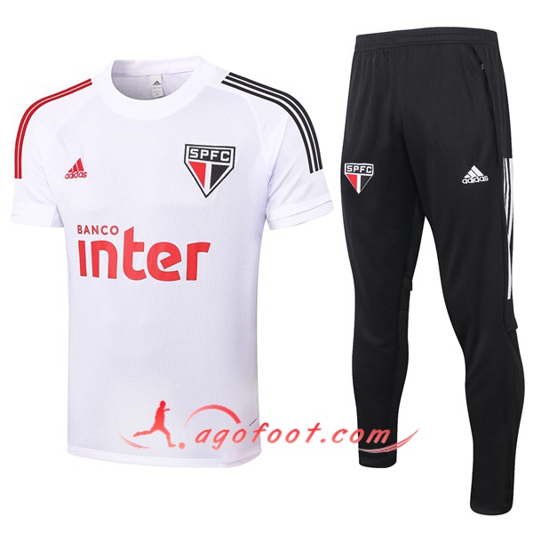 Training T-Shirts Sao Paulo FC + Pantalon Blanc 20/21