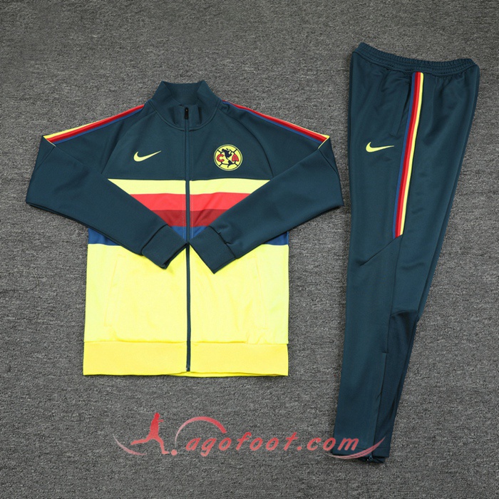 Nouveaux Ensemble Survetement Foot Veste Club America Jaune 20 21