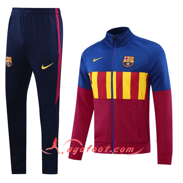 Ensemble Survetement Foot - Veste FC Barcelone Rouge Bleu 20/21