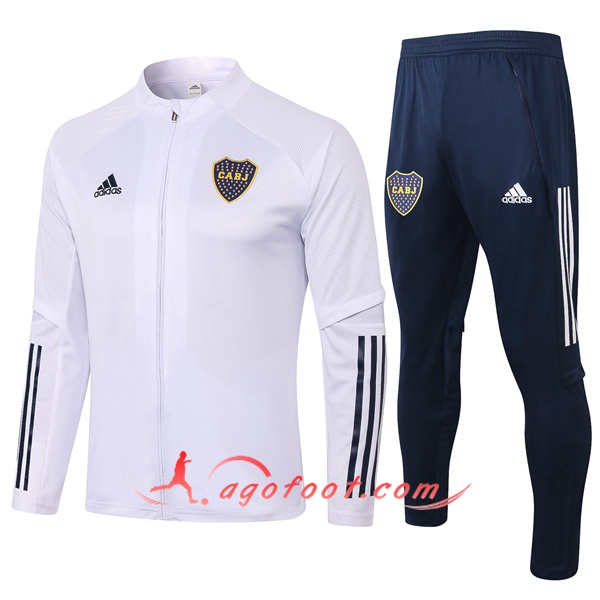 Ensemble Survetement Foot - Veste Boca Juniors Blanc 20/21