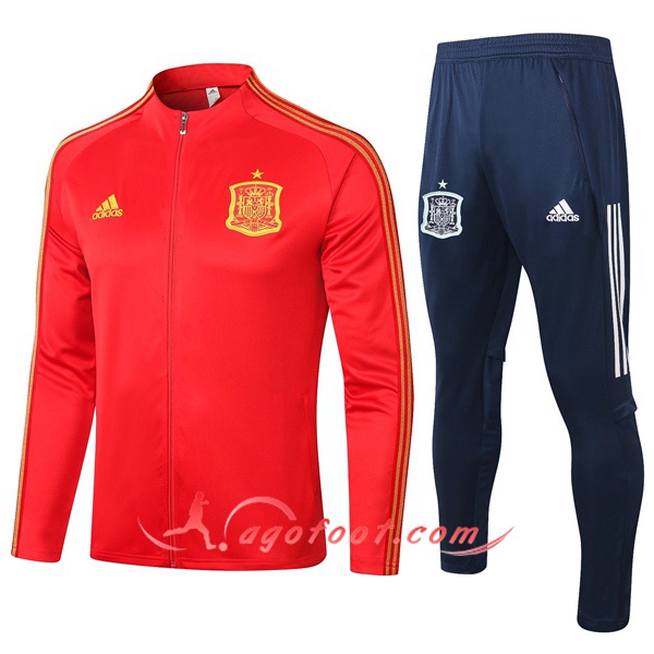 Ensemble Survetement Foot - Veste Espagne Rouge 20/21