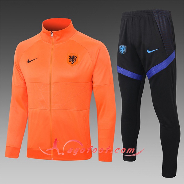 Nouveau Ensemble Survetement Foot - Veste Pays-Bas Enfant Orange 20/21