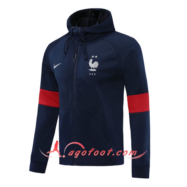 Nouveau Veste A Capuche France Bleu Royal 20/21
