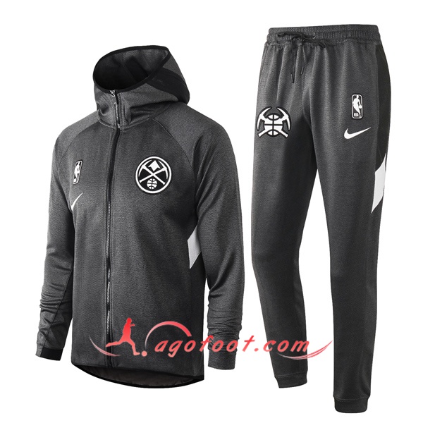 Veste A Capuche Survetement Denver Nuggets Gris 20/21