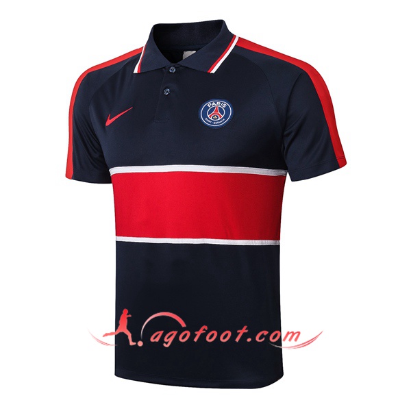 Polo Foot Paris PSG Bleu Royal Rouge 20/21