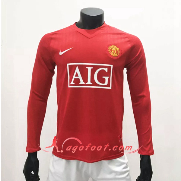 Maillot Retro Manchester United Domicile Manche Longue 2007/2009
