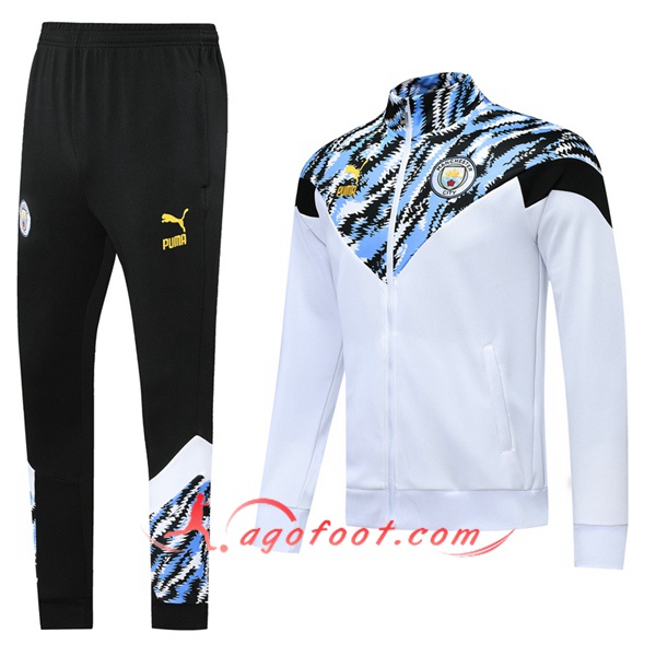 Ensemble Survetement de Foot - Veste Manchester City Blanc 20/21