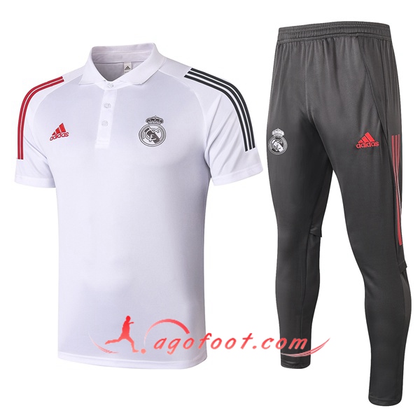 Ensemble Polo Real Madrid + Pantalon Blanc 20/21