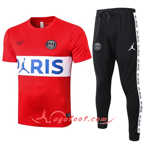 Training T-Shirts Paris PSG + Pantalon Rouge 20/21