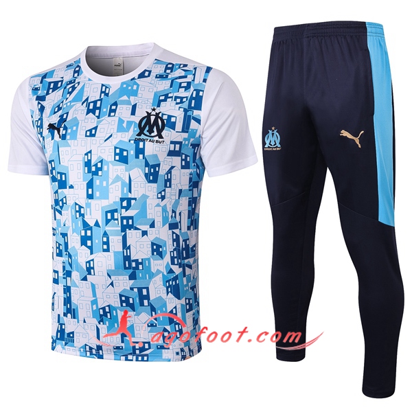 Training T-Shirts Marseille OM + Pantalon Blanc 20/21