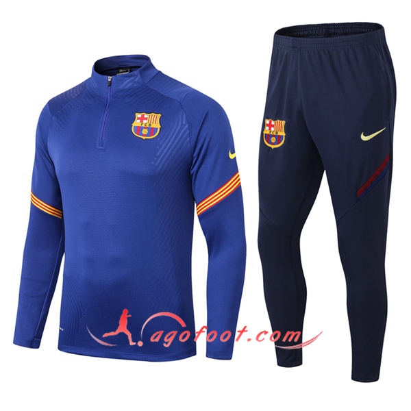Ensemble Survetement de Foot FC Barcelone Bleu 20/21