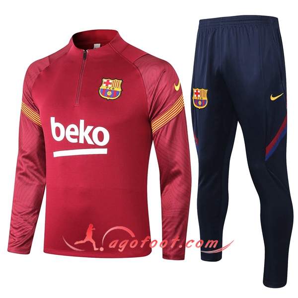 Ensemble Survetement de Foot FC Barcelone Rouge 20/21