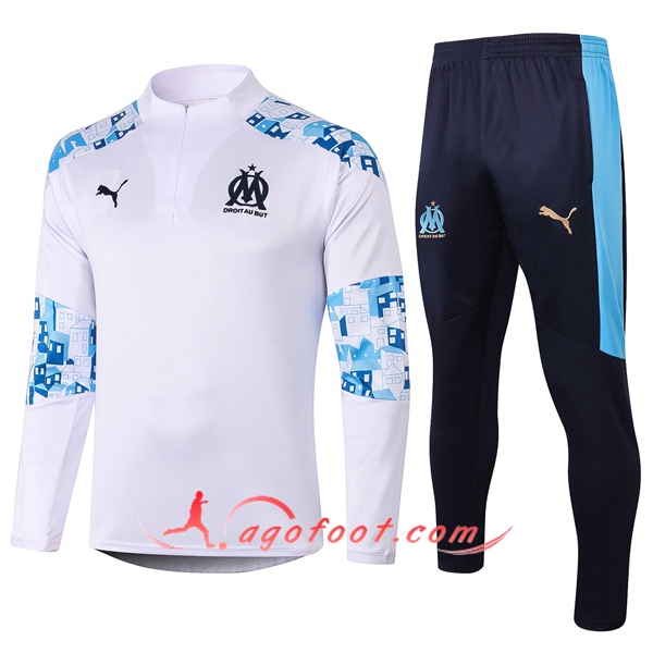 Ensemble Survetement de Foot Marseille OM Blanc 20/21