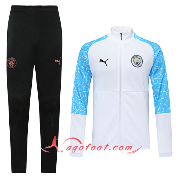 Ensemble Survetement de Foot - Veste Manchester City Blanc 20/21