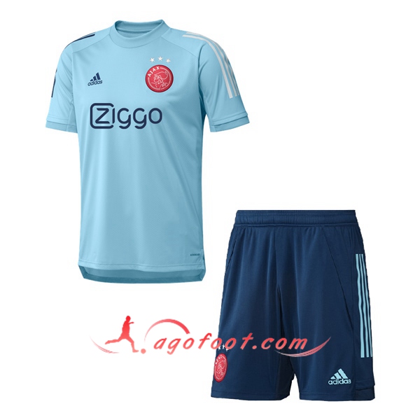 Ensemble Maillots Foot AFC Ajax Enfant Bleu Personnalisé 20/21