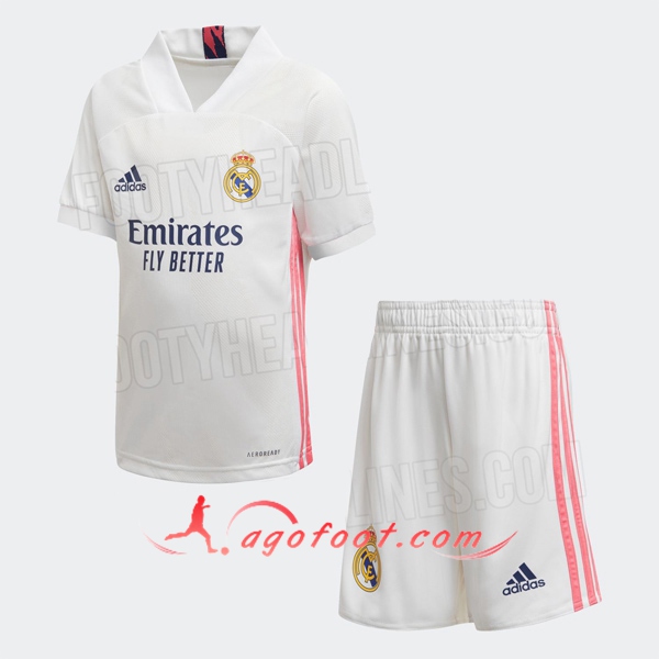 Ensemble Maillots Foot Real Madrid Enfant Domicile Personnalisé 20/21