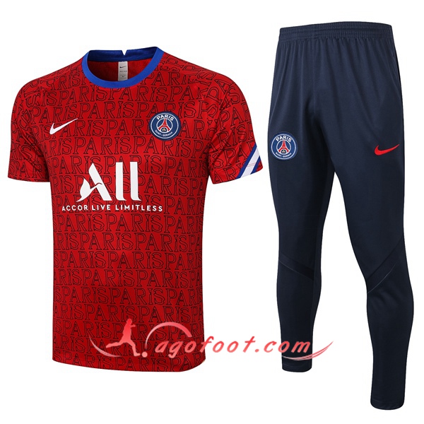 Training T-Shirts Paris PSG + Pantalon Rouge 20/21