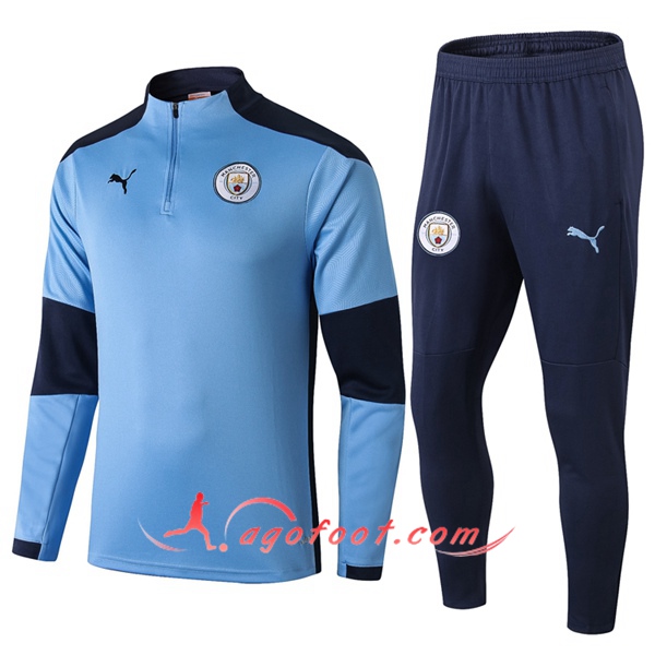 Ensemble Survetement de Foot Manchester City Bleu 20/21